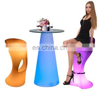 LED sofa furniture /Led Outdoor Rechargeable Modern Waterproof Commercial Bar Furniture Led Cocktail Table and Chair