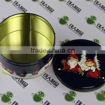 Tea tin case metal tinplate packaging box round shape christmas can