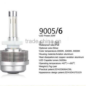 12v 30W 3600lumens automotive led light 9005 car led head light