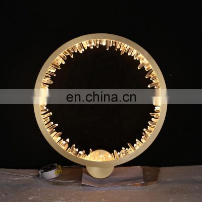 Modern Luxury Metal Round Brass Crystal Home Bedroom Gold Decorate Indoor Lighting Sconce Wall Lamps