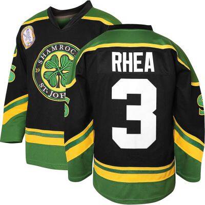 3 Ross The BOSS Rhea ST John's Shamrocks Stitched Hockey Jersey with EMHL Patch White Green