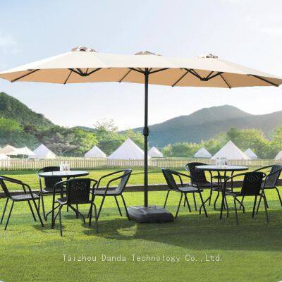 outdoor big size 3-head steel umbrella waterproof and sunshade
