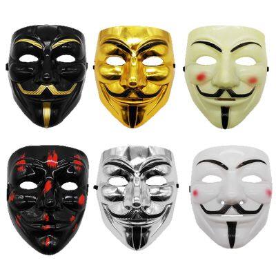 V for Vendetta Mask Halloween Party Movie Cosplay Anonymous Hackers Props Plastic Face Masks