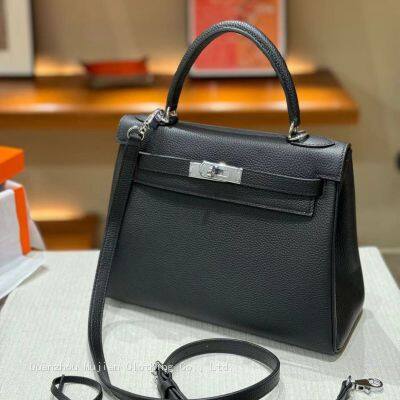 Top-Grain Cowhide Keli Bag With Inner Stitching of Calfskin, Hand-Held Bag, Shoulder Lock Mouth Bag, Genuine Leather Women′s Bag photo-5