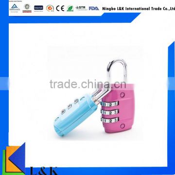 colorful 3-digit resettable travel lock/wholesale promotional lock