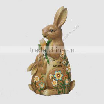 creative resin rabbit solar light garden decor