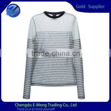 Mens perspective grenadine stripped t-shirt long sleeve