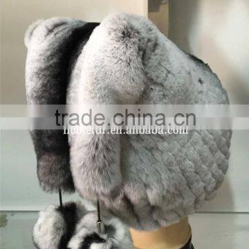 High Quality Cute and Fancy Real Rabbit With Silver Fox Fur Christmas Hat photo-3