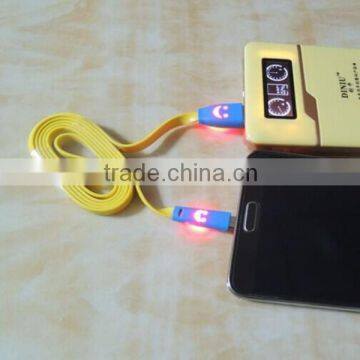 2015 Smile Face V8 Micro USB Cable For Samsung S6 S5 Note 2 Note Micro USB Cable With Led Light Quality Choice photo-2
