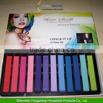 12 COLOUR HAIR CHALK KIT TEMPORARY HAIR DYE COLOUR SOFT PASTELS SALON Non-toxic