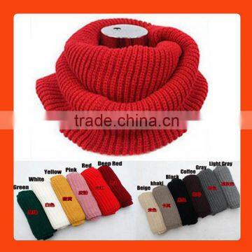 Wholesale Wool Knitted Plain Color Circle Loop Women Winter Scarf