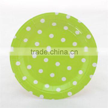 7" Green Polka Dot Small Round Disposable Paper Plates Tableware