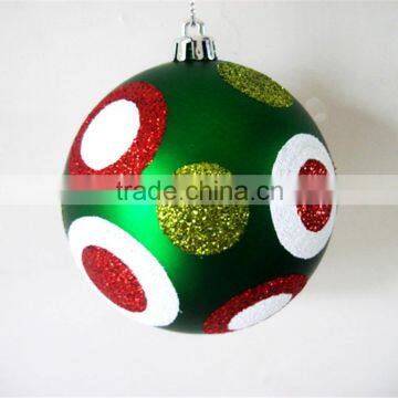 2016 wholesale plastic / glass custom silkscreen pattern glitter hand painting logo printed christmas ball