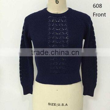 2016 Fall/winter Crew Neck Long Sleeve Texture Knitting Way on Center Front and Back Sweater photo-2