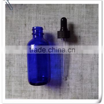 30ml 1 oz Boston Round Bottle BLUE Glass Bottles with Dropper Caps