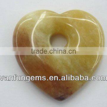 Spring Yellow Jade heart shape pendant