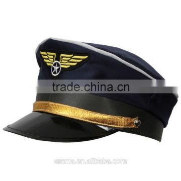 Black airline pilot hats for party with good quality HT2019