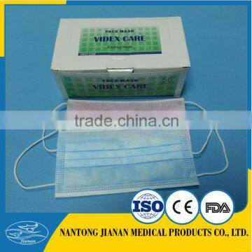 3 Ply PP Non Woven Disposable Face Mask Round Earloop