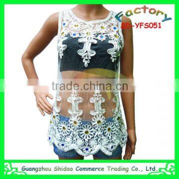 wholesale white lace vest for european female