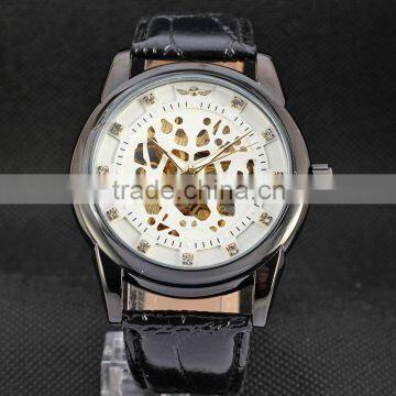 Vogue Leather Strap Watch Fashion Casual Men Skeleton Mechanical Watches Clock Male Relogio Masculino Wristwatches Erkek Saat photo-2