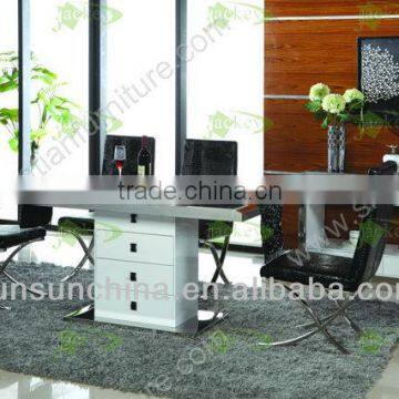 ST-153 MDF locker white rectangle metals dining table