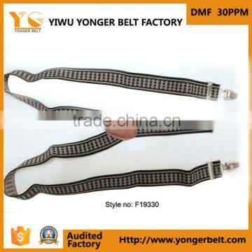 Traditional Men's Solid Color Classic Grey Leather Suspenders Belt photo-3