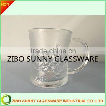 glass cup with glass handle for beer or juice