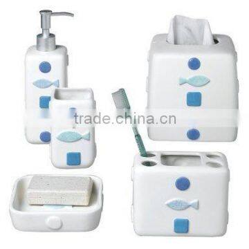 New Fashion elegent ceramic glossy shiny surface bath accessories set