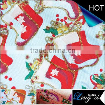 Poly Satin Christmas Printed Fabric Design 219