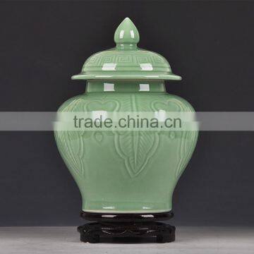 Blue ginger jar embossed mason jar made in China