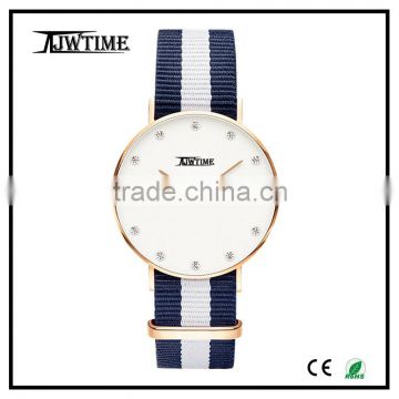 2016 fashion brand colorful nylon strap wrist watch slim stone quartz watch stainless steel watch allibaba com ladies watches