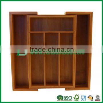 Adjustable bamboo drawer organizer