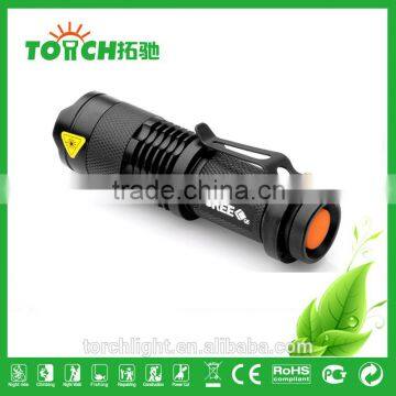 super Mini Cre e Q5 LED Flashlight Torch Adjustable Focus Zoom Light Lamp 3modes High-Low-Strobe for 14500/AA battary TL-3001