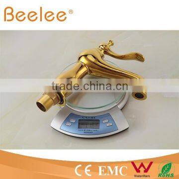 2015 Low Arc Gold Palted Single Lever Handle Basin Faucet QL14027G photo-3