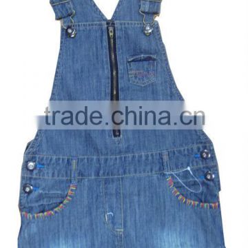 latest children girl dress light denim jeans surspender overall dress kids denim blouse