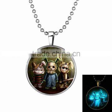 The Halloween rabbit zombie design fluorescence pendant necklace