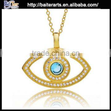 Wholesale evil eye necklace 925 sterling silver blue eye pendant necklace blue crystal pendant necklace