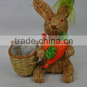 Handmade straw animal garden decoration