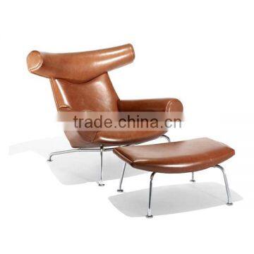 OX chair with ottoman in vintage/waxy leather