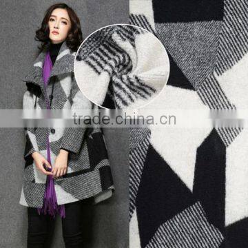 2016 black and white new jacquard design wool blend fabric for woman's overcoat                        
                                                Quality Choice