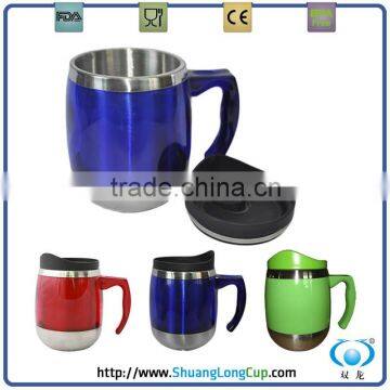 clear plastic double wall mug advertising cup with hand outer pp