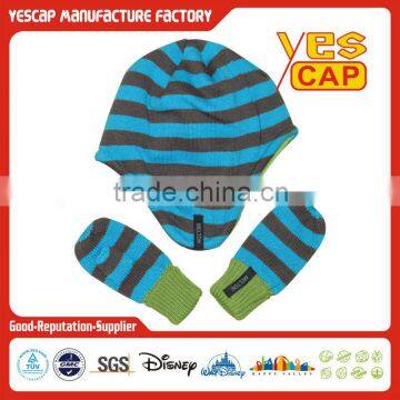 Winter funny baby beanie hat gloves set