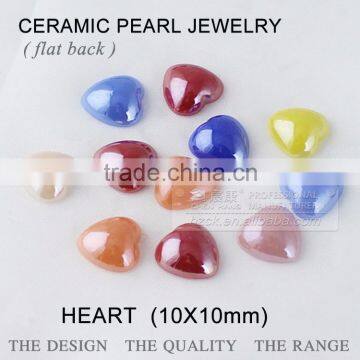 Wholesale Loose Ceramic Rhinestone flat back pearl 10mm heart unfading pearl for party decoration