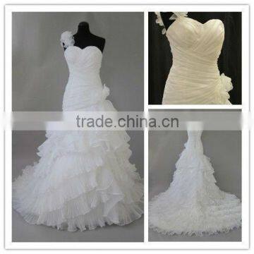 Luxury Fashionable One-Shoulder Mermaid Organza Layered Real Suzhou from China Wedding Dresses Bridal Gown RPW-002