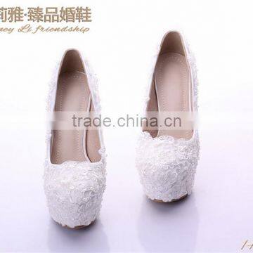 OW17 Pure White Lace Beads Wedding Shoes Sexy High Heel Platform Wedding Shoes