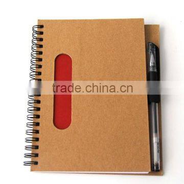 Spiral notebook with pen,notebook with red cover,2016 notebook