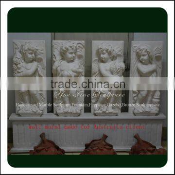 Indoor Decorative Stone Carved Angel Relief Sculpture