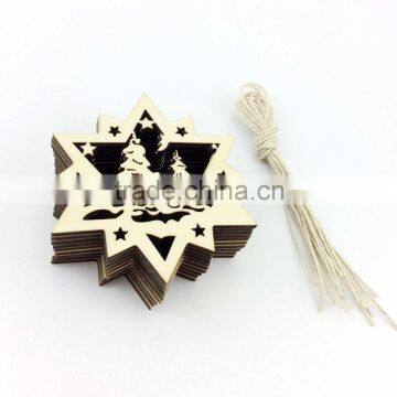 SD-007 Wood christmas star hanging ornament