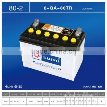 JIS 12volt/80ah SMF auto battery