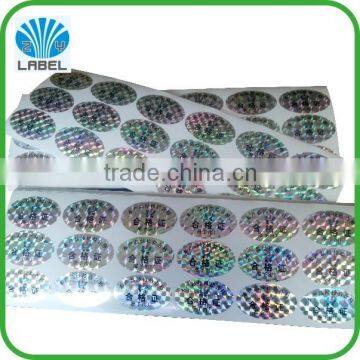 custom adhesive laser film hologram sticker void seal sticker oval silver anti-fake sticker